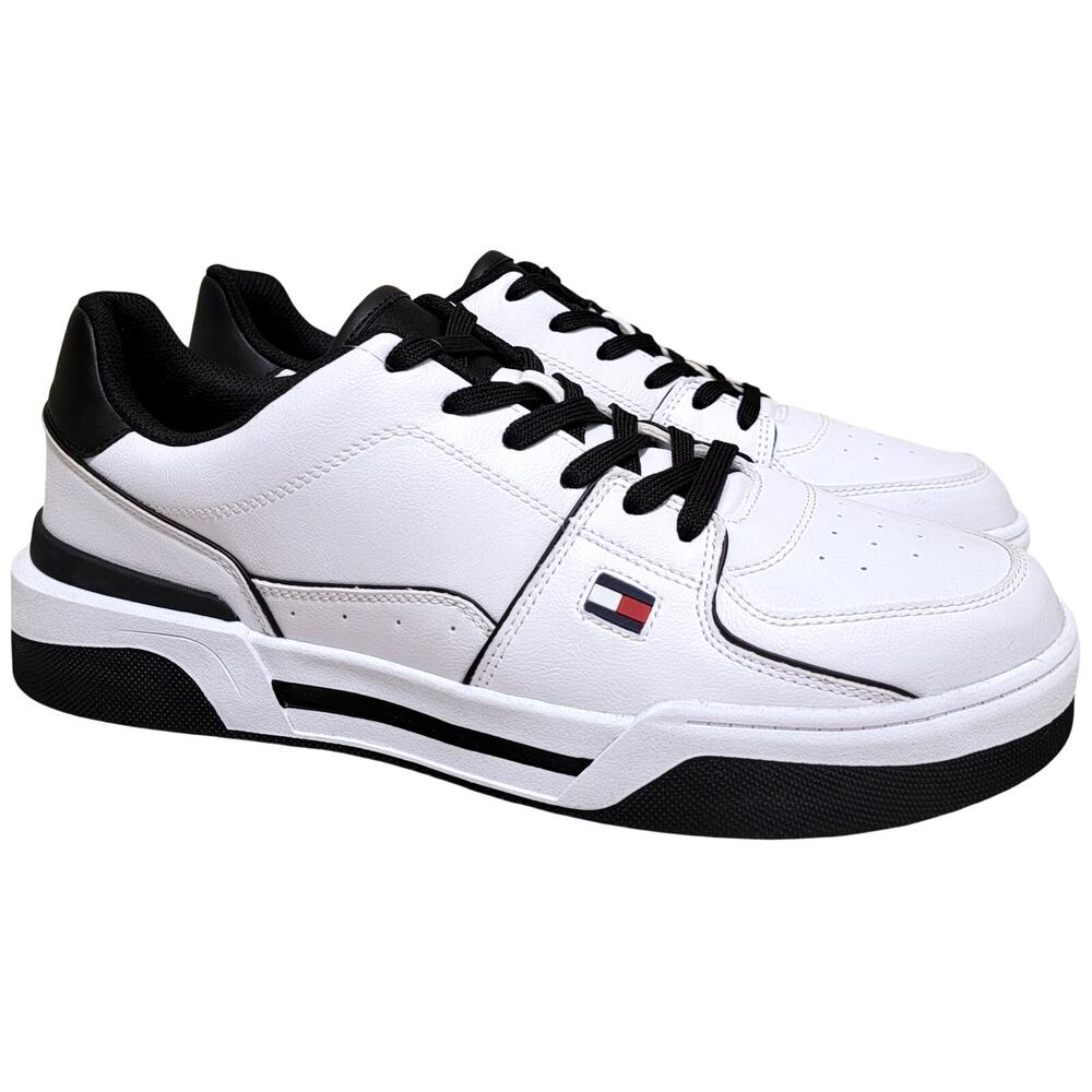 Tommy Hilfiger Men Ville Low Top Lace Up Fashion Sneaker Size US 11M White Black
